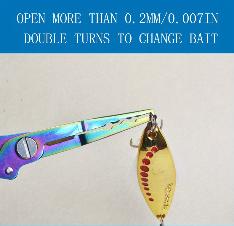 [Stainless Steel Fishing Pliers] Multi-Function Stainless Steel Fishing Pliers - Hooked Bent Nose - Color Titanium Open Ring Line Cutter - Lead Pressing Anti-Slip Handle