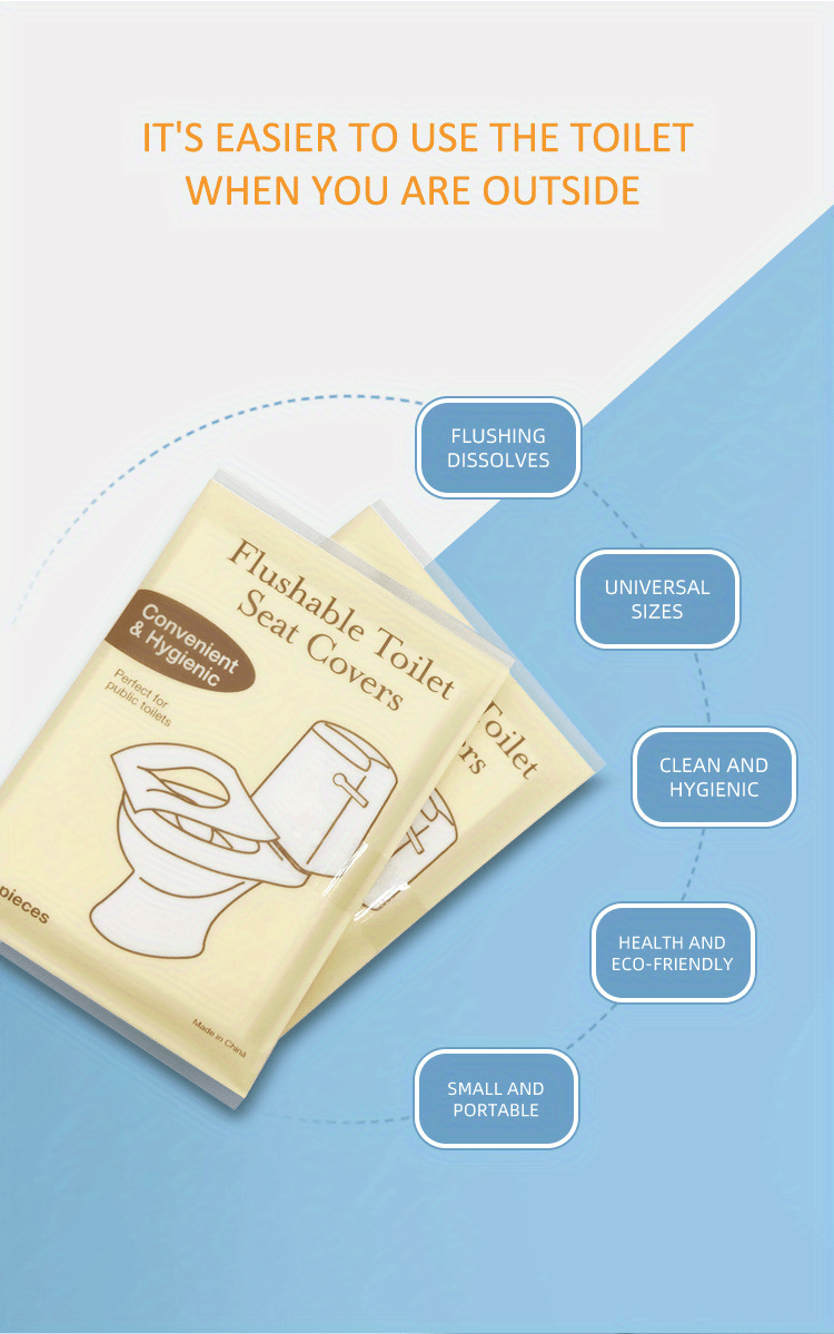 80Pcs/10Pcs Toilet Seat Covers Paper, Flushable Paper Toilet Seat Covers For Adults Potty Training, 100% Biodegradable, Travel Accessories For Public Restrooms, Airplane, Camping