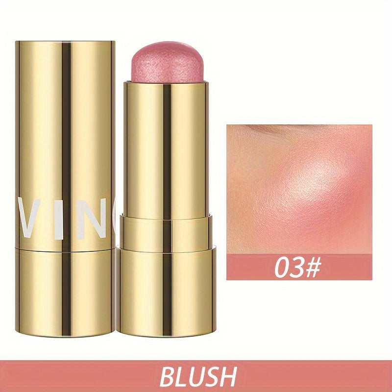 Multifunctional Highlighter Blush Stick - Brightening & Contouring Makeup Stick with Plant-Based Squalane, 3 Shades (Pink, Beige, Brown) for Cheeks, Lips, Eyes - Long-Lasting Shine, Easy Application, No Smudge, No Transfer, B