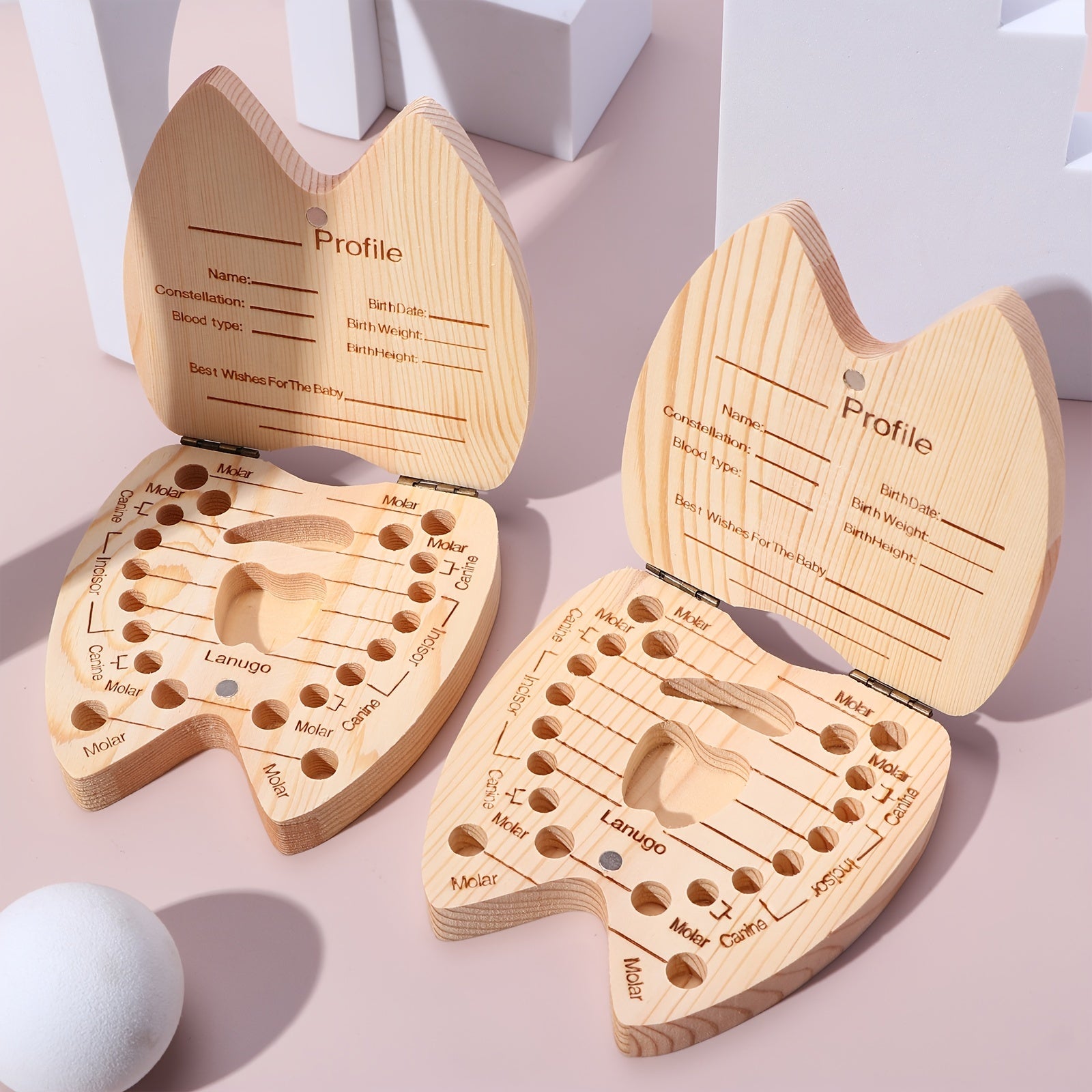 Wooden Baby Kids Tooth Storage Box, Tooth Wooden Box Organizer, Milk Teeth Wooden Storage Collecting Teeth Umbilical Cord Box 4.65*4.53*.1.1inch/11.8*11.8*2.8cm, Christmas, Halloween, Thanksgiving Day Gift