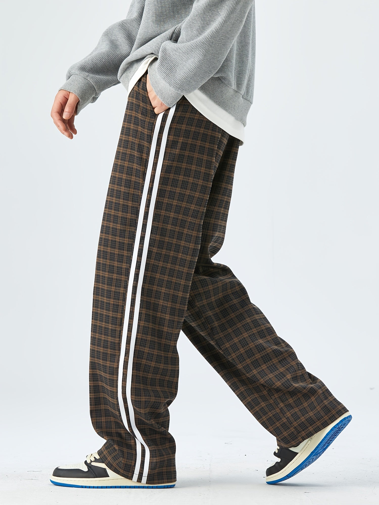 Men's Trendy Plaid Loose Pants For Spring/Fall