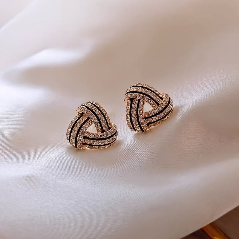 Trendy Triangle Geometric Stud Earrings Vintage Spiral Earrings Charm Jewelry
