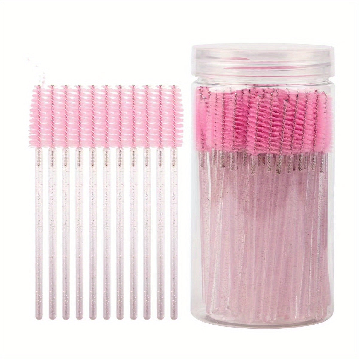 100pcs Eyelash Brushes with Container - Mascara Wands, Eyebrow Brush, and Eyelash Comb for Eyelash Extensions and Makeup Application