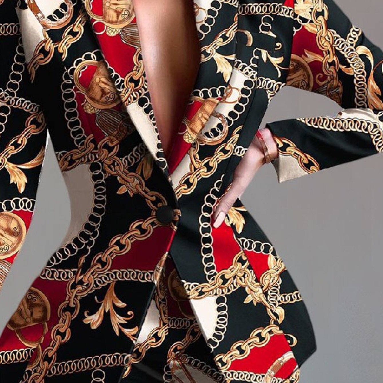 Women's Set Fashion Makeup Fitted Crop Pants 2pcs Blazer Set