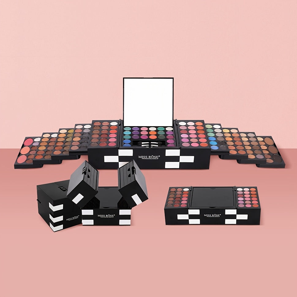 148-Color Ultimate Makeup Kit Collection - Includes 82-Color Pearly Eyeshadow Palette, 60-Color Matte Eyeshadow, 3-Color Blush, 3-Color Eyebrow Powder, and 3 Sponge Sticks with Mirror - Complete Makeup Essentials for Mom, Per
