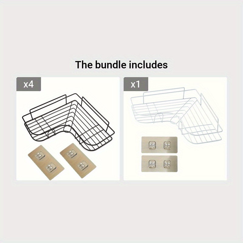 1pc Cast Iron Corner Shower Shelf - No-Drill Wall Mounted Bathroom Storage Rack, Black Wire Mesh Design for Easy Access & Organization, Perfect for Shampoo, Conditioner, and Soap, Bathroom Storage Solution | Modern Bathroom D