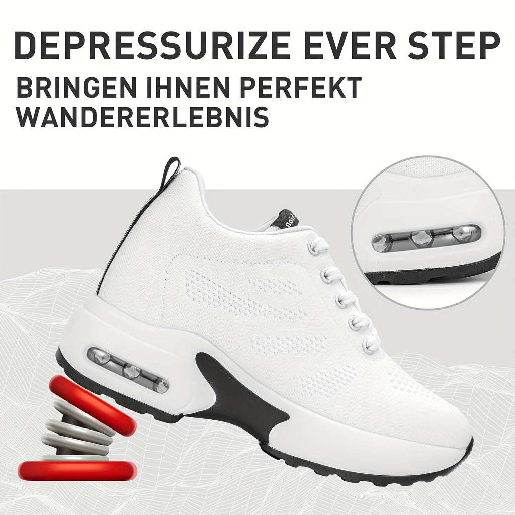 KOWAYI Women's Lightweight Breathable Mesh Low-Top Sneakers - Summer Casual Shoes with Cushioned Comfort, Black & White Accents for Walking, Errands & Casual Attire, Sporty Lifestyle Shoes | Modern Sneakers | Breathable Mesh