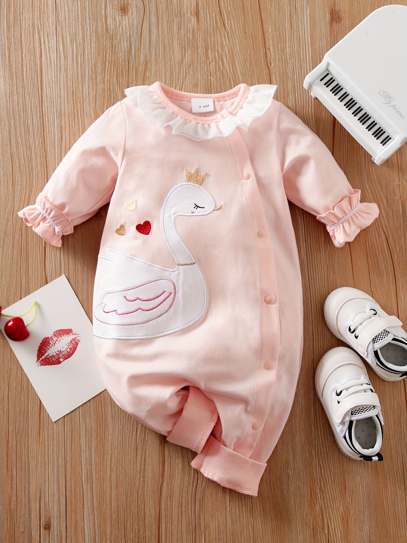 YIERYING Baby Girls' Long Sleeve Romper - Soft Pink Onesie with Crown, Easy-diaper-change Snap Closure, Cute Everyday & Special Occasion Outfit for Newborns & Infants (Spring/Fall) - Infant Clothing, Newborn Essentials, Playf