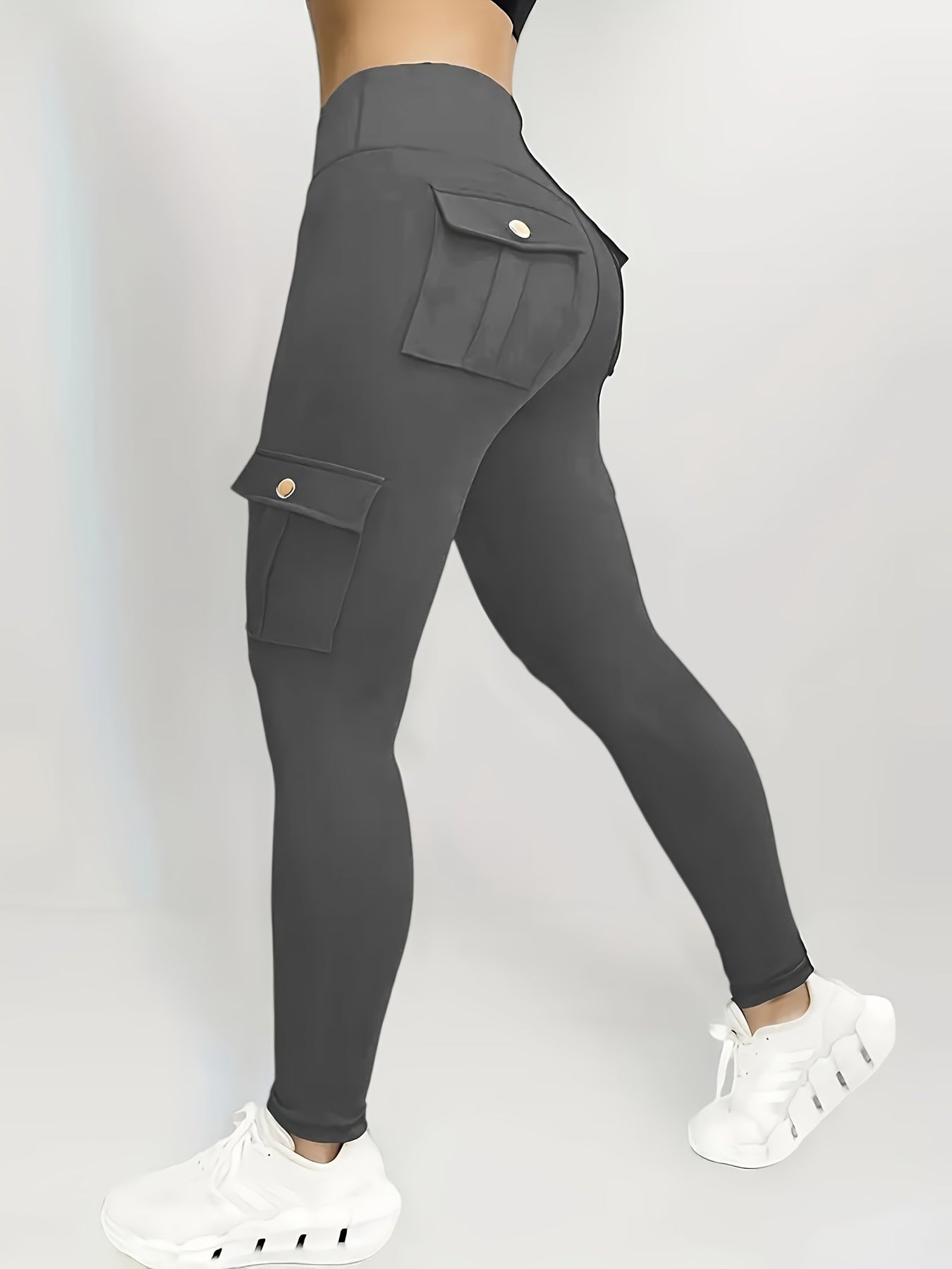 [Butt Lifting Leggings] Butt Lifting Solid Color Yoga Leggings With Pockets | Women's Running Sports Tight Pants, Activewear For Fall & Winter