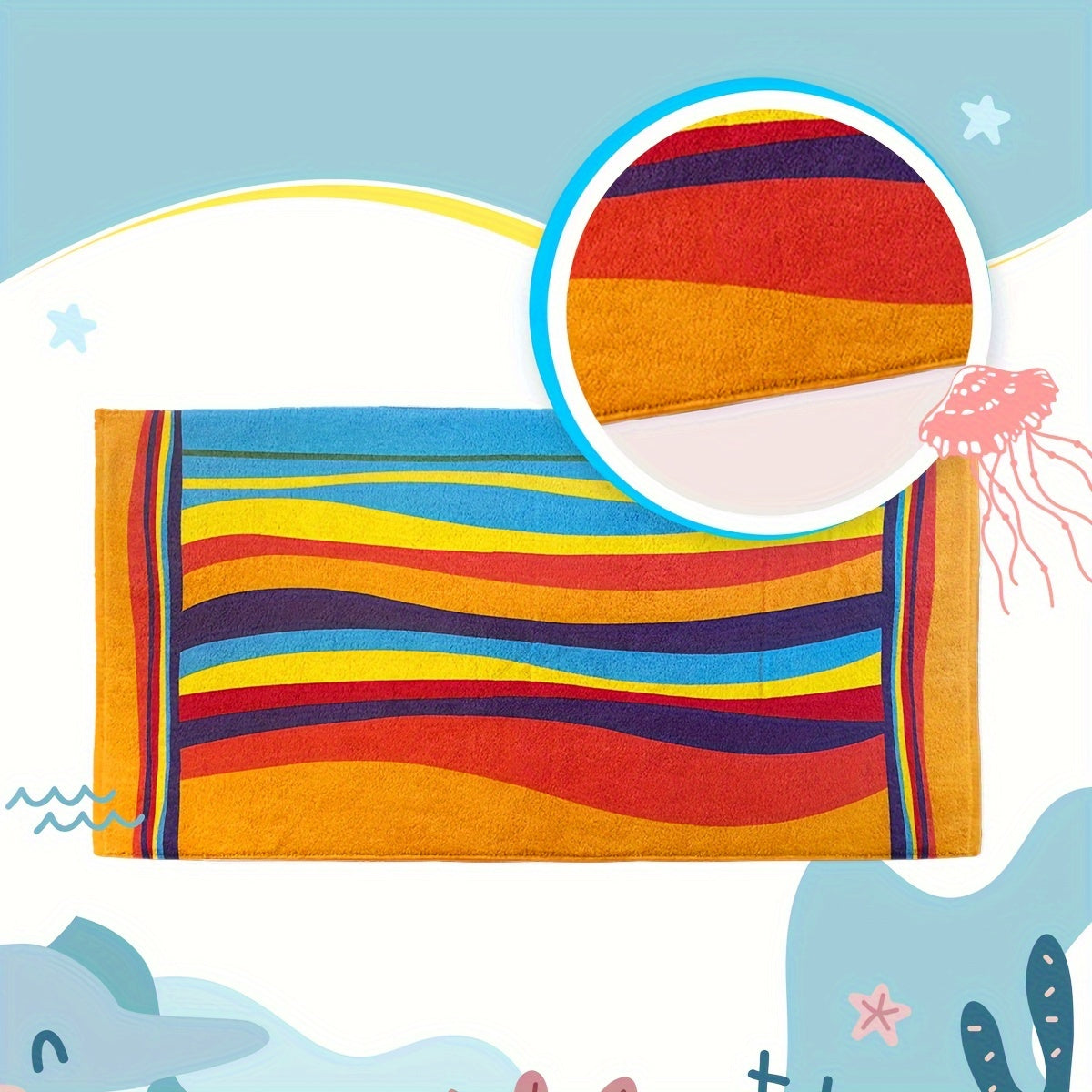 [Extra Large Soft Beach Towel] Extra Large Striped Beach Towel - Ultra-Soft Microfiber, Quick-Dry & Sand-Free, Perfect for Travel, Yoga, Camping & Swimming - Machine Washable, Beach Towel