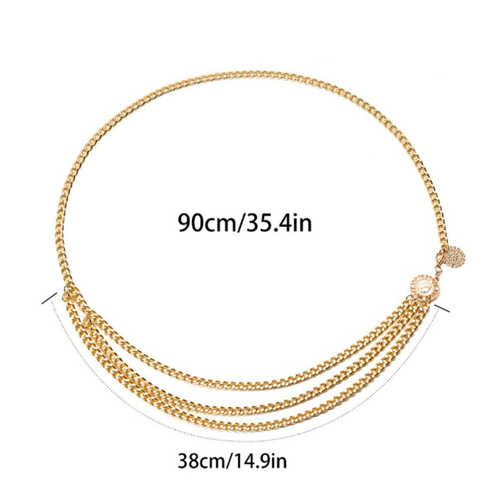 Boho Tassel Waist Chains Sun Flower Body Chain Golden Beach Belts Jewelry For Women