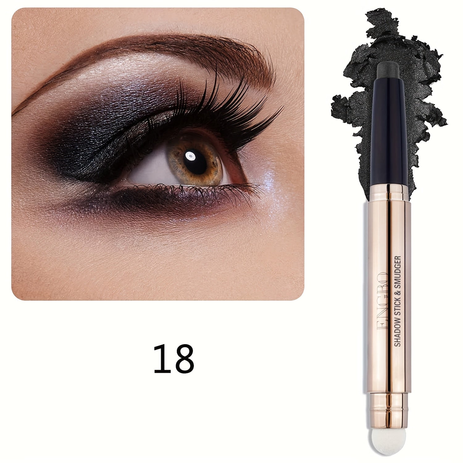 Eyeshadow Stick With Sponge Tip Glitter Creamy Eyeshadow Pencil Crayon Brightening Makeup (12 Midnight Black Matte) With Soft Waterproof Long Lasting Eyeshadow Highlighter Makeup For Music Festival