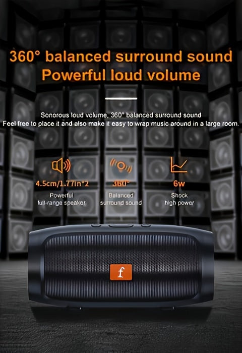 F524 Wireless Speaker Dual Channel Subwoofer Loud Surround Home Convenient Car Black