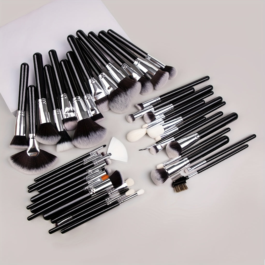 40pcs Complete Function Makeup Brush Kit With Premium Synthetic Bristles & Wooden Handle Perfect For Highlighter Blush Contour Eyeshadow Blending Professional Face Eye Lip Blender Brush Ideal For Makeup Beginner & Artist