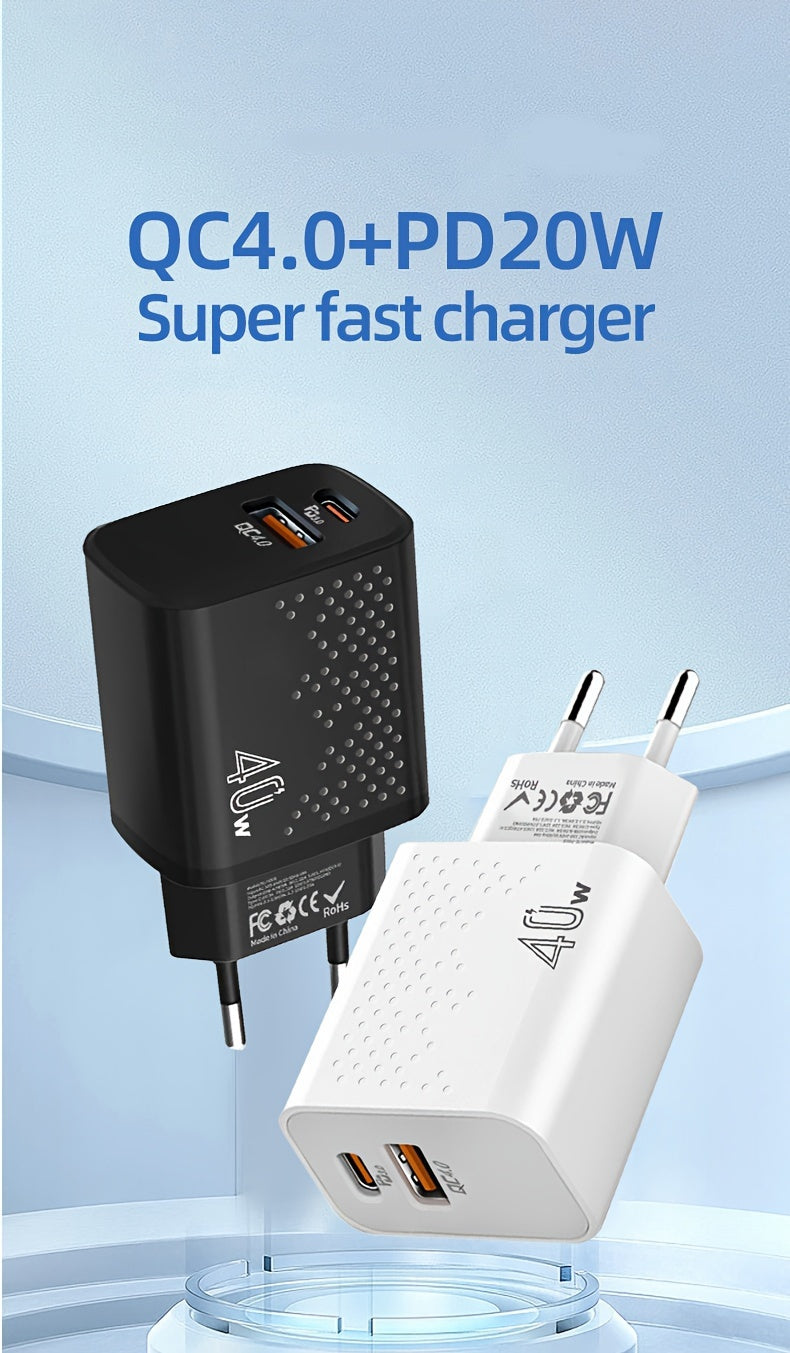 USB C Charger, 2-Port PD 3.0+QC4.0 Fast Charger USB Wall Charger, For Google Pixel 6/Pro, For IPhone 15/14/13/12/11/Mini/Pro Max, Pad Pro, For AirPods/samsung/Android Phone