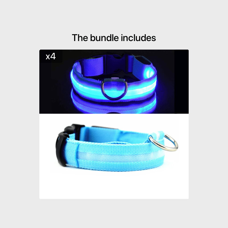 Reflective Light Up Dog Collar - Adjustable, Striped, Glowing for Night Safety and Visibility