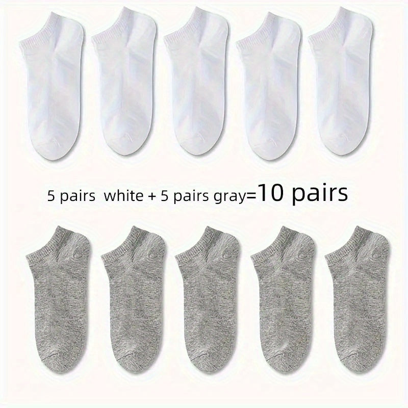 1/5/10/30 Pairs Men'S & Women'S Breathable Anti-Odor Socks - Moisture-Wicking Quick-Dry Summer Shorts, Black/White/Gray/Beige/Gray/White/Black/Gray/White/Gray/White/Gray/White/Gray/White/, Sweat-Resistant