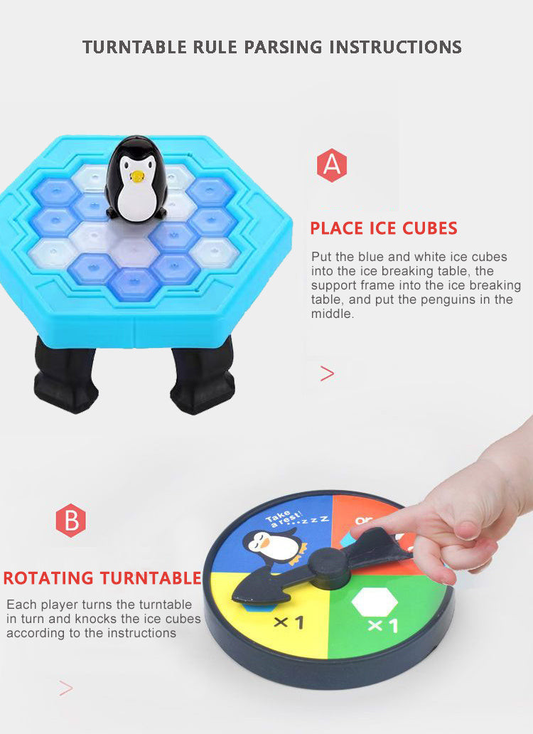 Save the Penguins Family Game - Interactive Ice Knocking Board Toy with Colorful & White Plastic Pieces, Educational STEM Fun for Youngsters