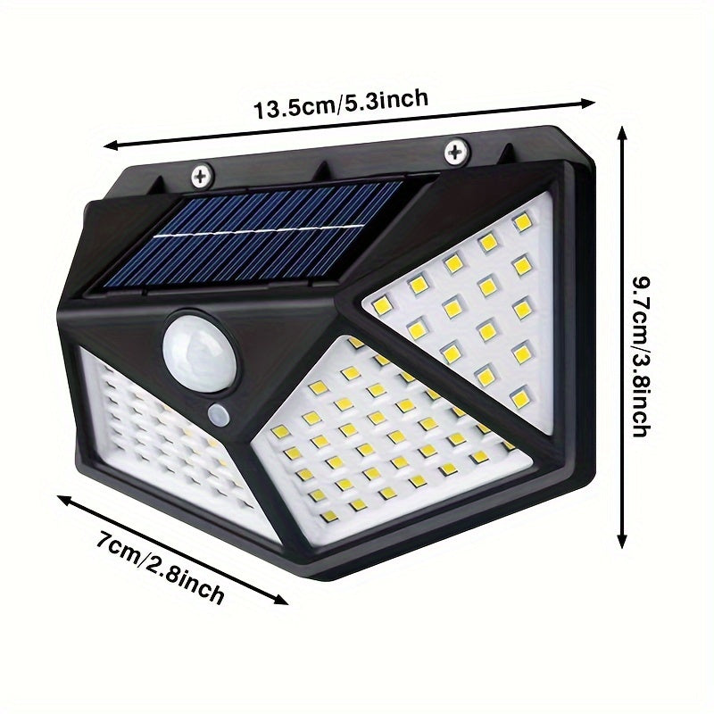 New 100LED wall sensor light, intelligent light sensor, solar charging, brightness automatic adjustment, outdoor solar sensor light, four side luminous human sensor wall light