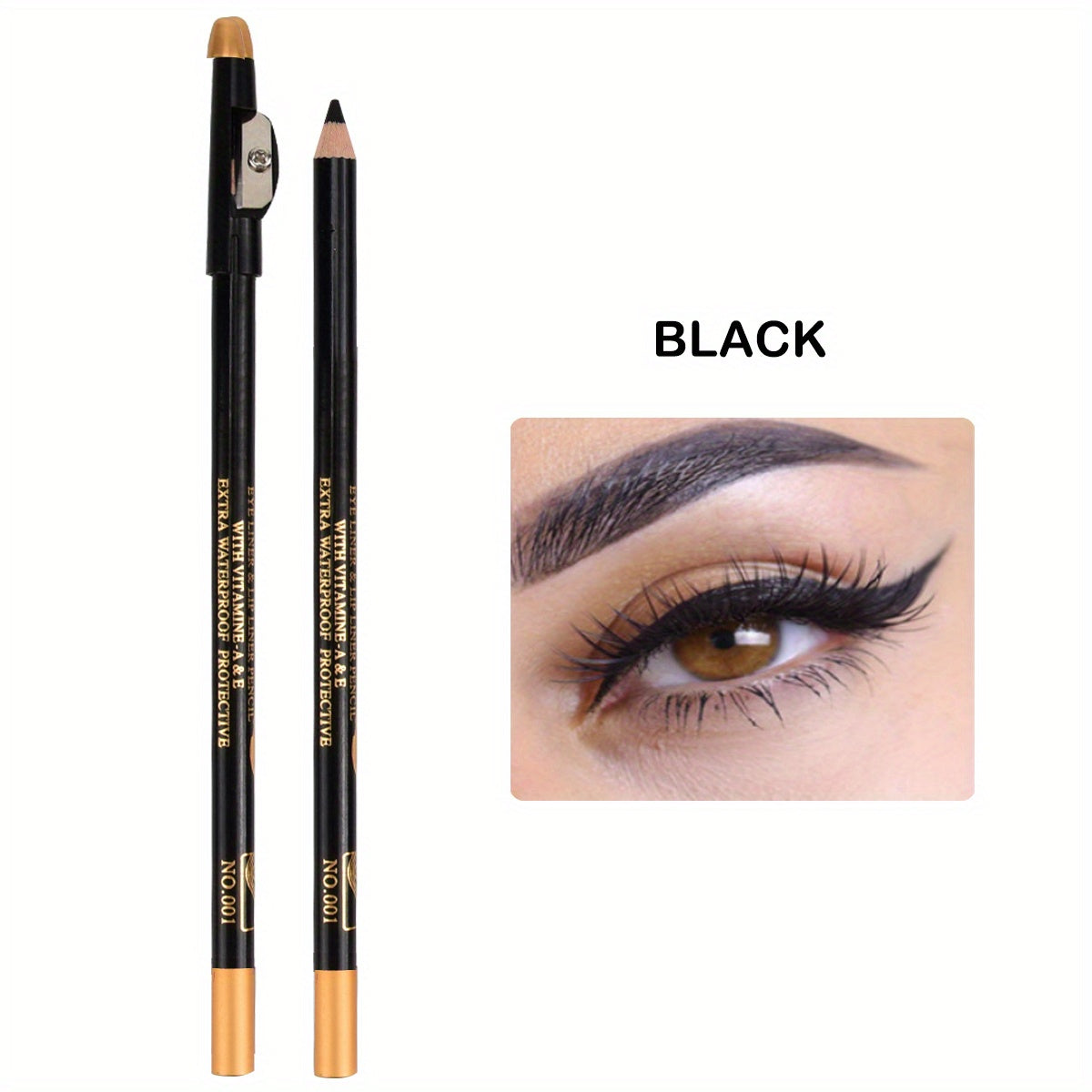 Wooden Makeup Pen With Pencil Sharpener Black Pearlescent White Multi-color Lip Liner Eyeliner Lying Silkworm Eyebrow Pencil Multi-purpose Makeup Tool Valentine's Day Gifts