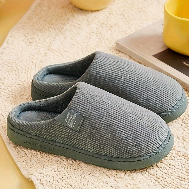Women's Plush Lined Slippers, Warm Winter Indoor Bedroom Fuzzy Shoes, Home Mute Slippers