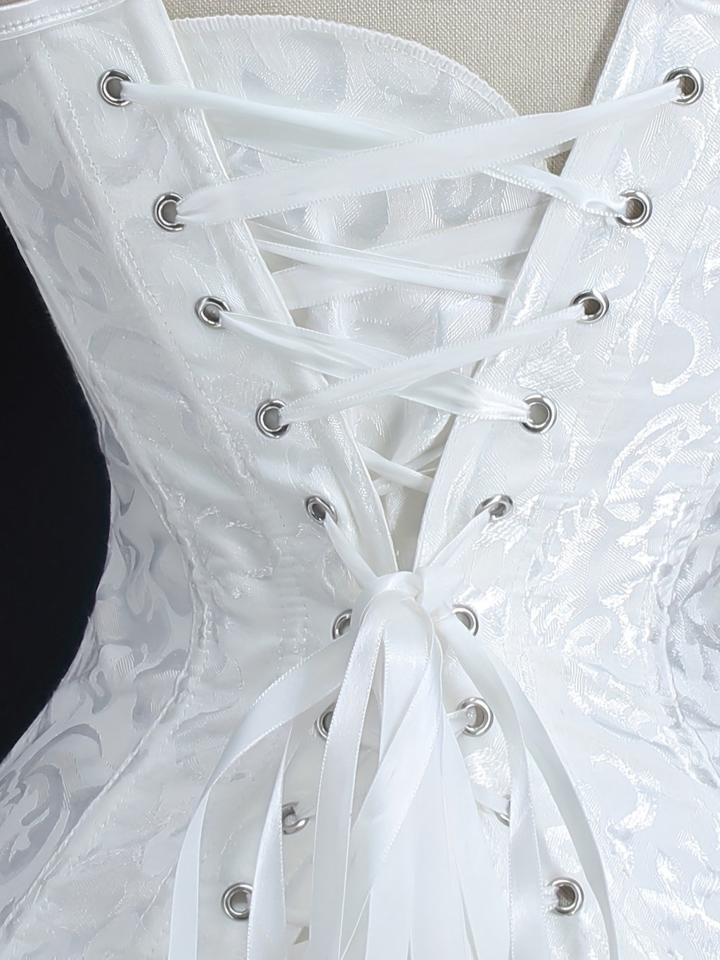 Ruffle Strapless Corset Bustier, Tummy Control Lace Up Jacquard Body Shaper, Women's Lingerie & Shapewear