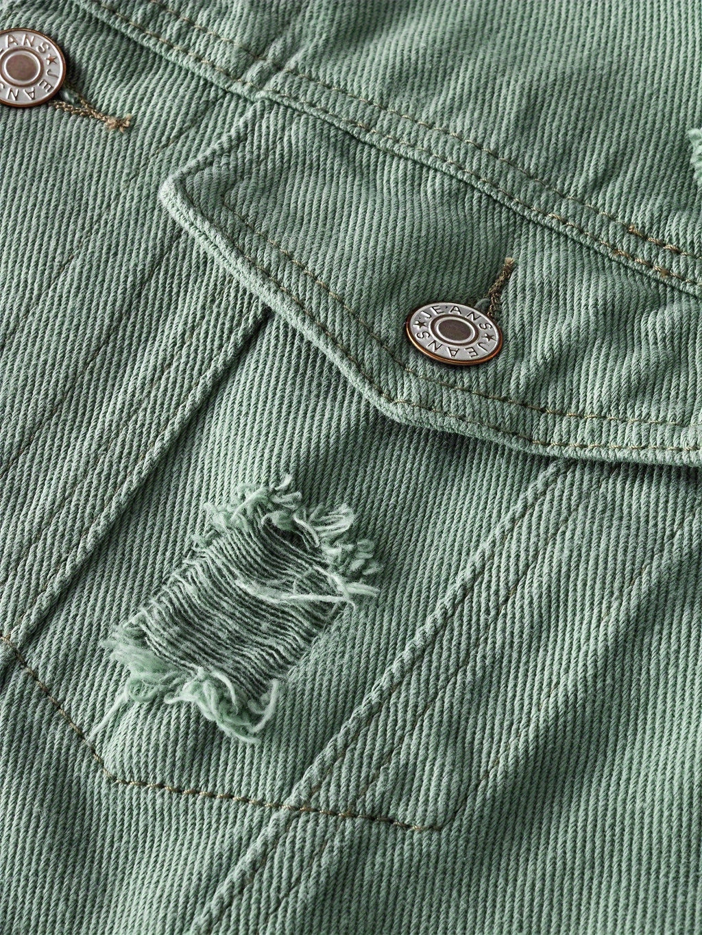 Men's Ripped Lapel Pocket Casual Denim Jacket