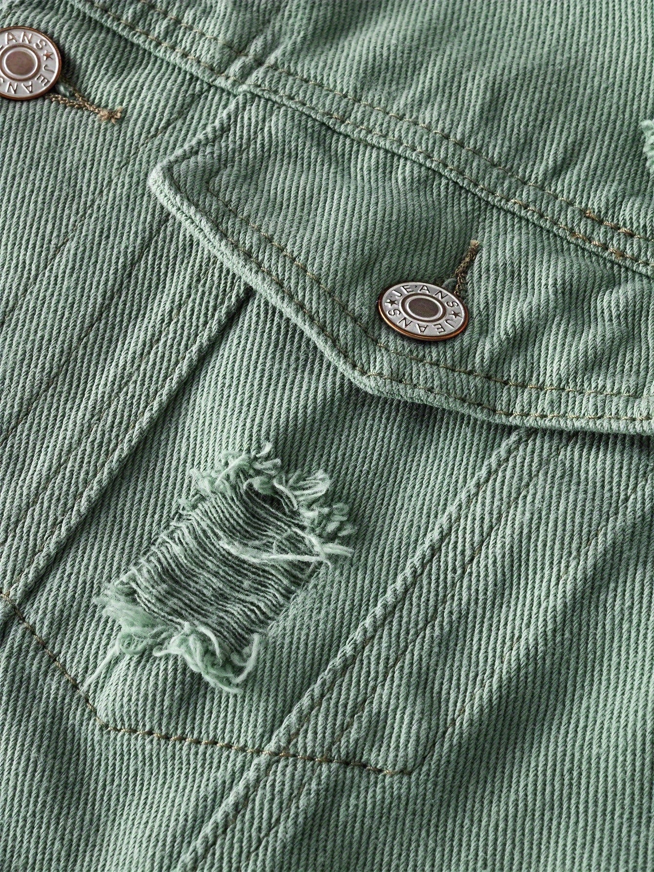 Men's Ripped Lapel Pocket Casual Denim Jacket