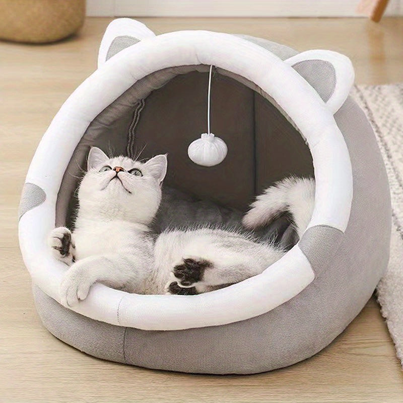 Cozy Cartoon Cat Cave Bed - Keep Your Kitten Warm And Snug In This Cute Pet House! Christmas Gift