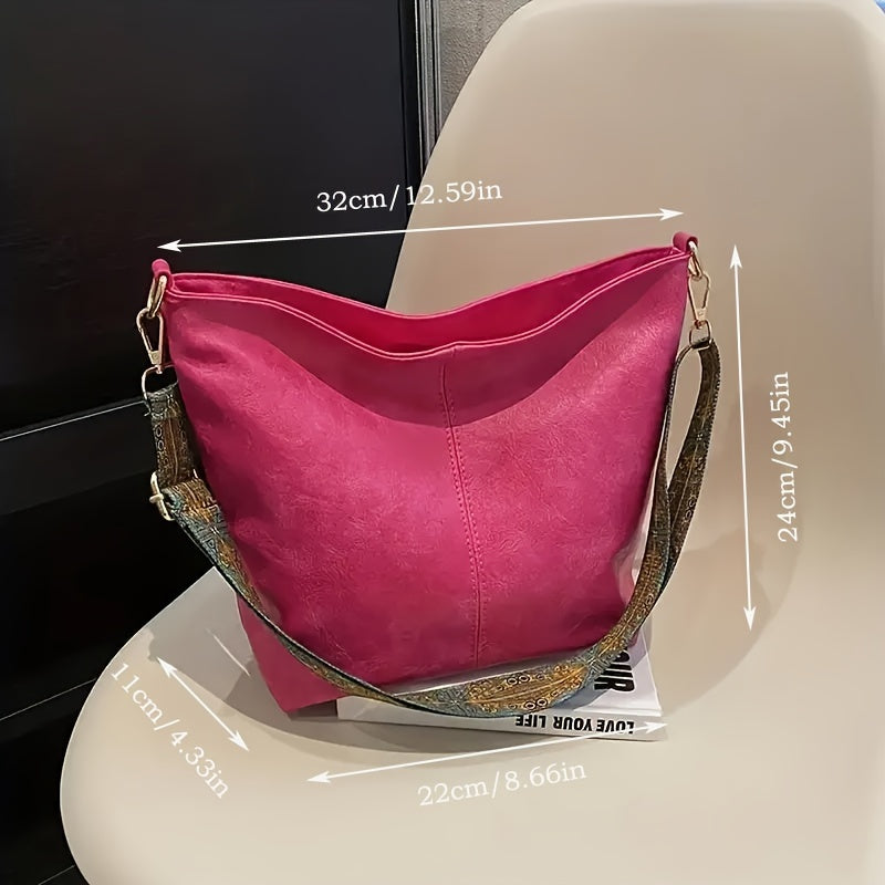 [Retro Bag] Large Retro Geometric Strap Bag | Wide Crossbody Bag, Fashion Shoulder Bag