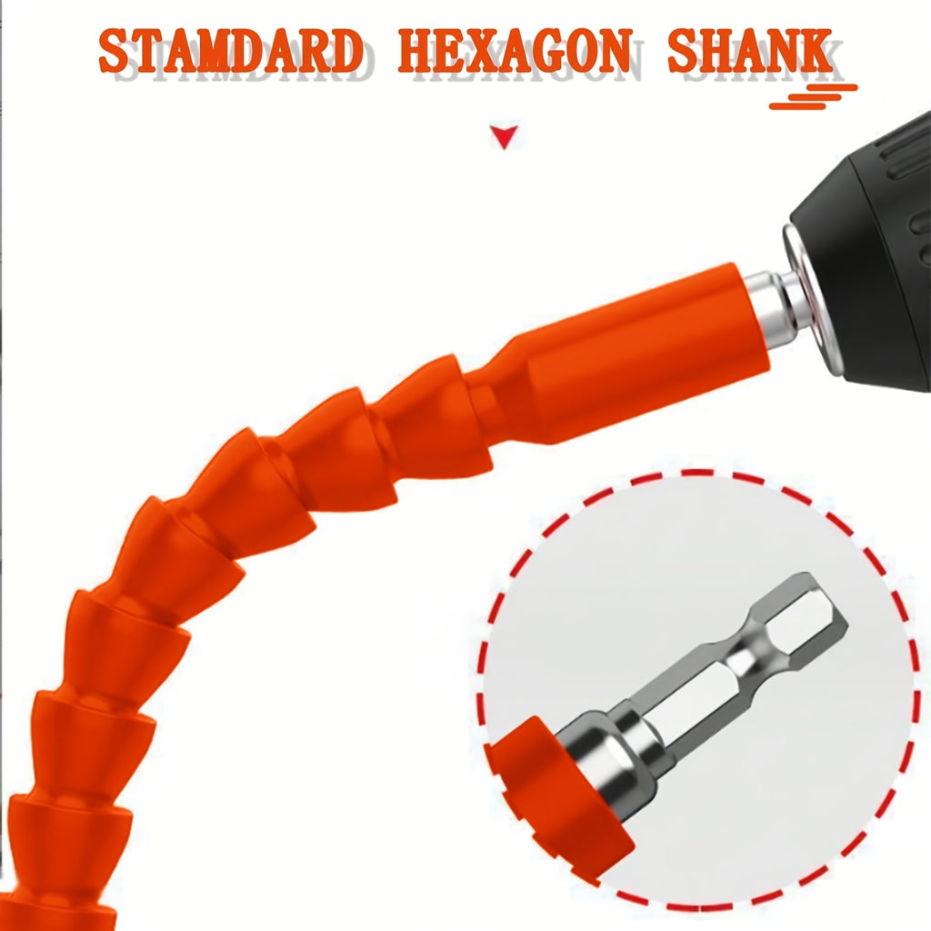 1pc Electric Drill Universal Joint, Orange, Universal Soft Shaft, Electric Screwdriver Drill Bit Extension Holder, Hand Drill Connecting Rod, Multi-functional Flexible Drill Bit Holder