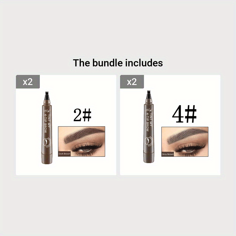 5 Colors Eyebrow Pencil, 4 Split Tip Liquid Eyebrow Pen Beard Filling Pen, Eyebrow Styling Makeup Tool