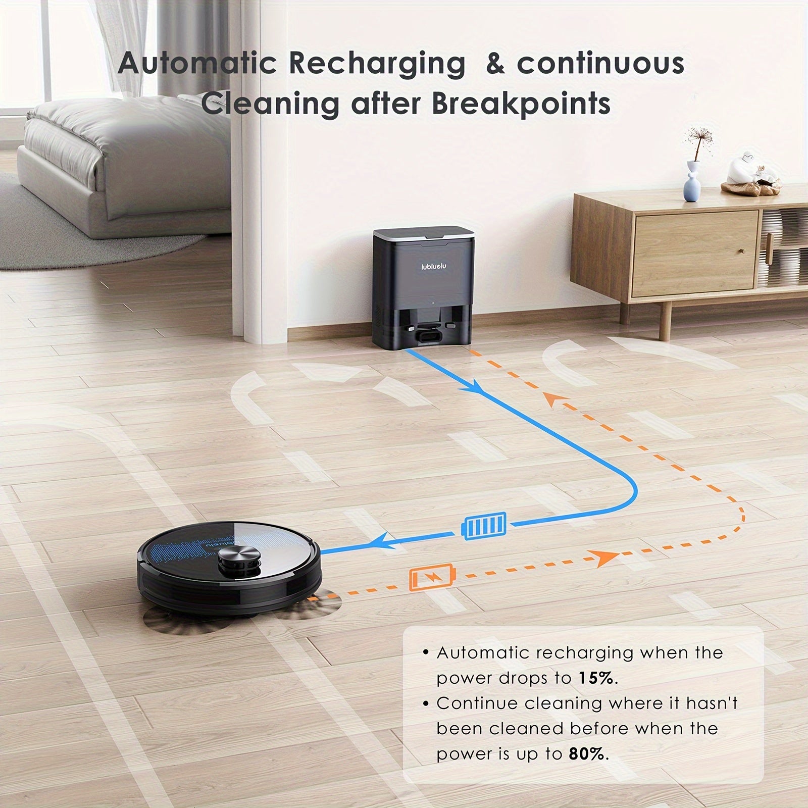 Lubluelu SL60 Plus Self-Emptying Robot Vacuum & Mop Combo, 4000Pa Strong Suction, 60-Day Hands-Free, WiFi/App/Alexa Compatible, 3-in-1 Pet Hair Cleaning for Hard Floors & Carpets, Quiet 55dB, Auto-Charging, Precision Mapping,