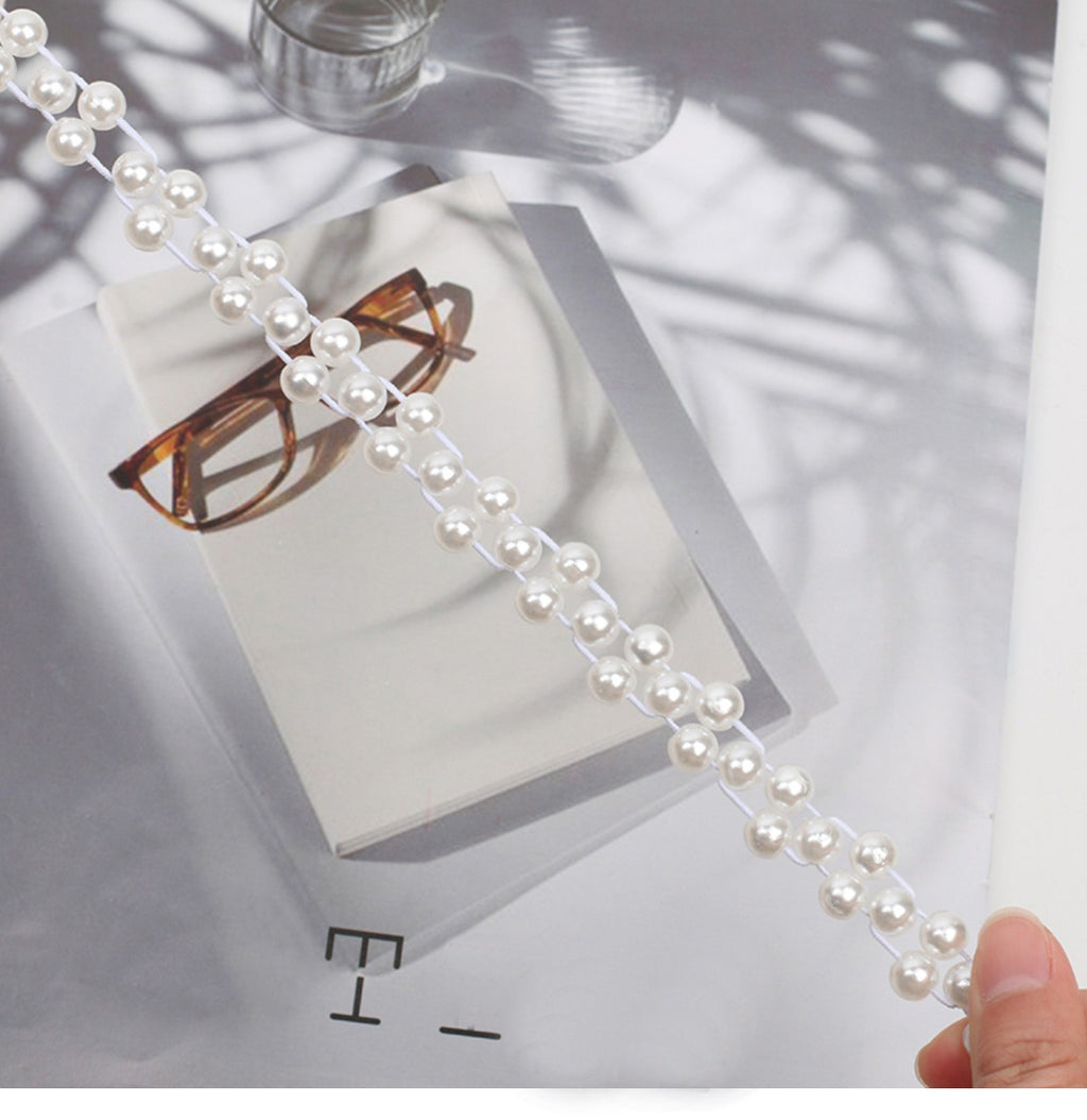 Faux Pearl Belt Women's Metal Leaf Elastic Pearl Waist Chain Women's Decoration For Dress Elastic Belt