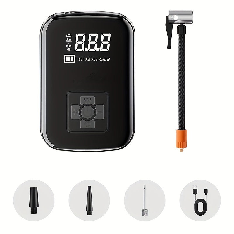 A Portable Car Air Compressor with a Wireless Handheld Pump And Light, Suitable for Inflating And Compressing Tires of And Motorcycles.