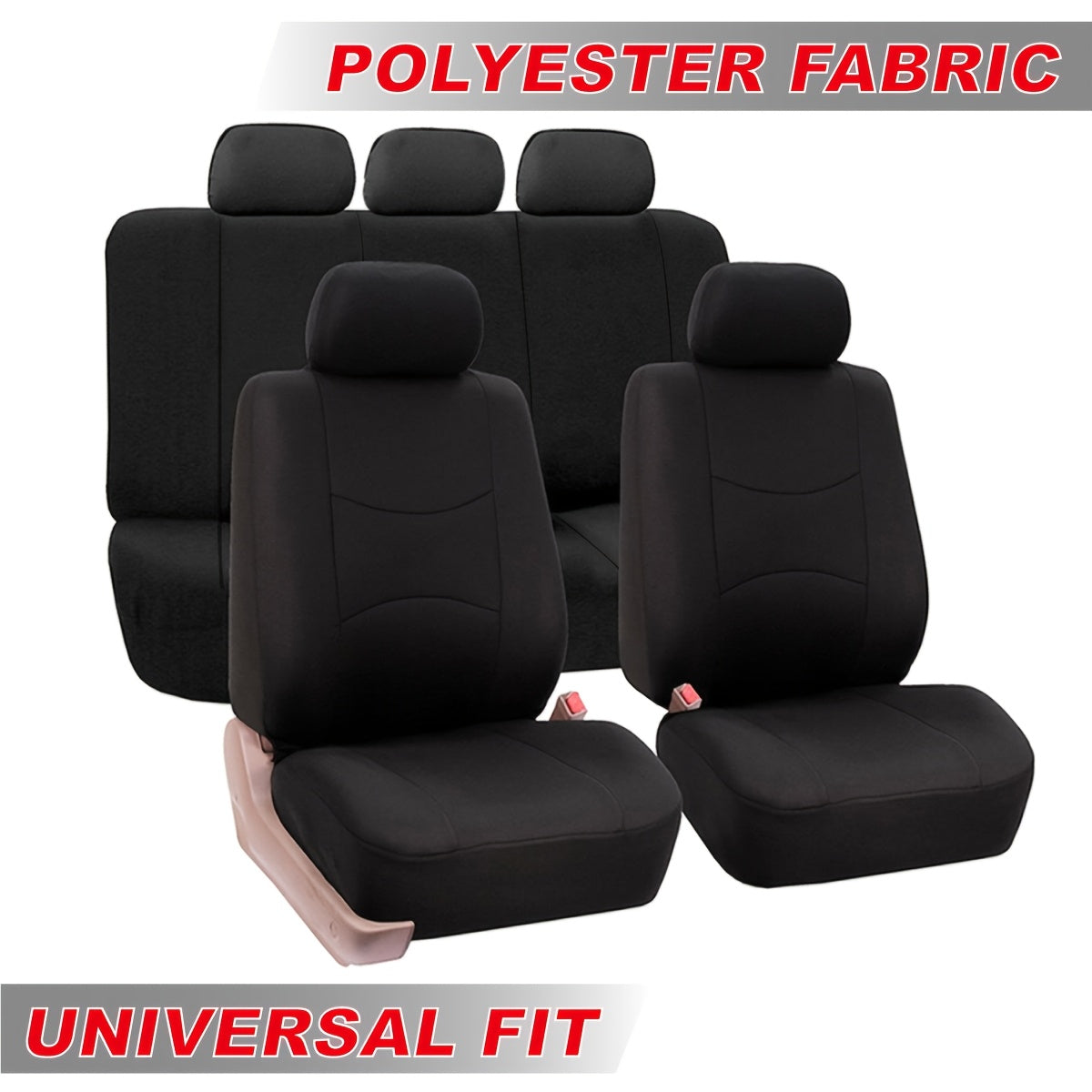 Polyester Universal Fit Car Seat Cover Full Set for 5 Seats Cars