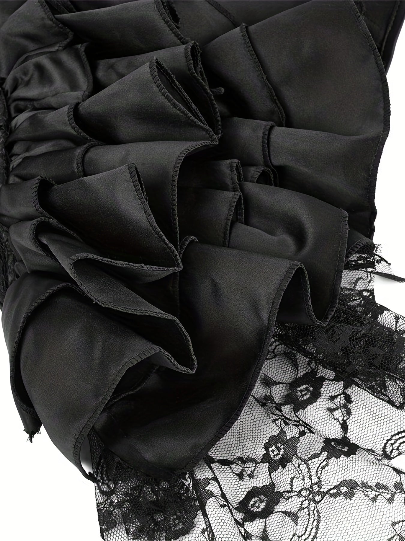 Ruffle Strapless Corset Bustier, Tummy Control Lace Up Jacquard Body Shaper, Women's Lingerie & Shapewear