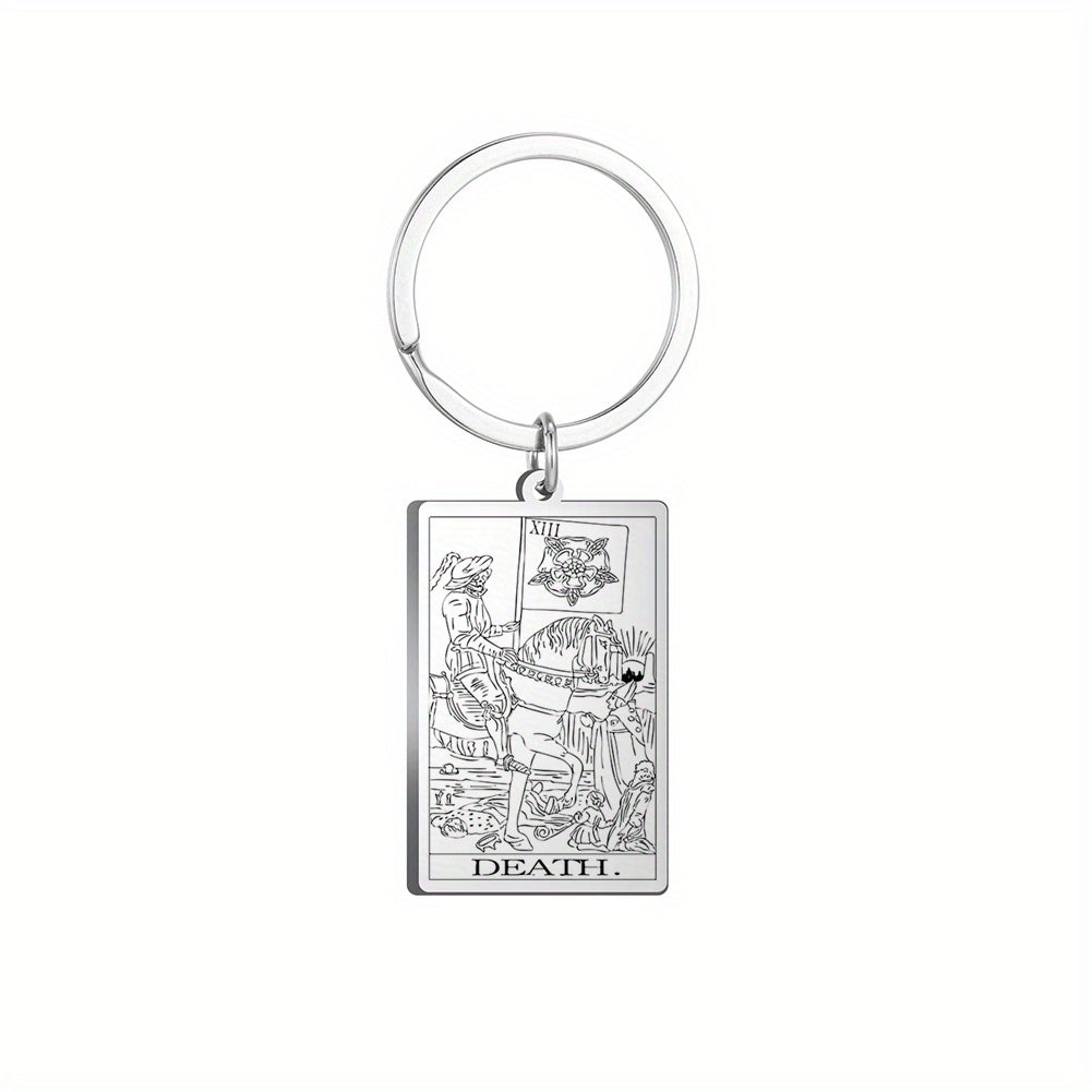 Vintage Stainless Steel Major Arcana Tarot Pendant Keychain - Powerful Divination Tool and Fashion Accessory
