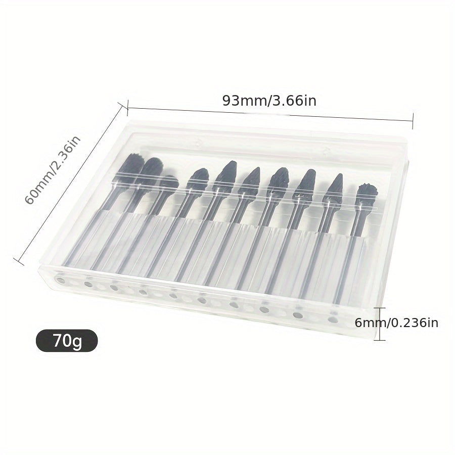 10pcs Tungsten Carbide Burr Set, Double Cut Alloy Steel Grinding Heads, Compatible with Dremel Rotary Tools, for Wood, Metal, Stone, Gemstone - Handheld & Welding Use, Assembly Required, Grinding Bits for Steel