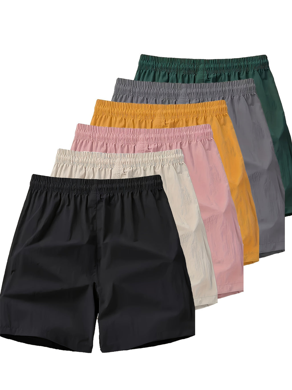 Polyester Non-Stretch Sports Style 5pcs 120g Alphabet Printed Shorts for Men, Loose Fit, Casual Wear, No Pocket, Not Waterproof, Basket Ball Sport