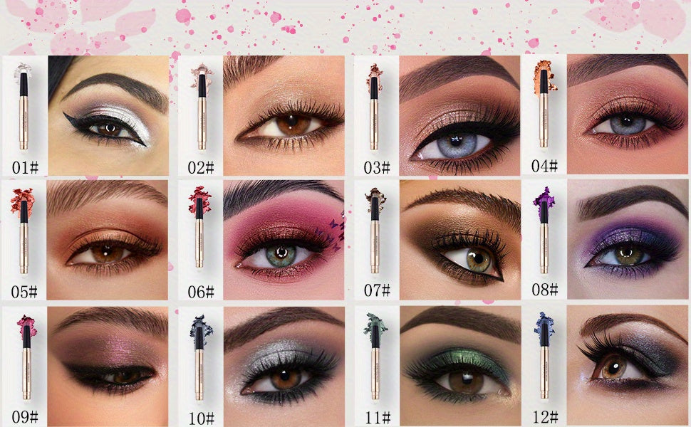 Eyeshadow Stick With Sponge Tip Glitter Creamy Eyeshadow Pencil Crayon Brightening Makeup (12 Midnight Black Matte) With Soft Waterproof Long Lasting Eyeshadow Highlighter Makeup For Music Festival