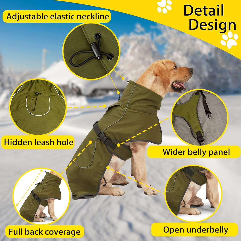 Double-Layer Winter Dog Jackets, Dog Coats For Large Dogs In Winter, Dog Raincoat - Waterproof Dog Clothes Christmas Gift