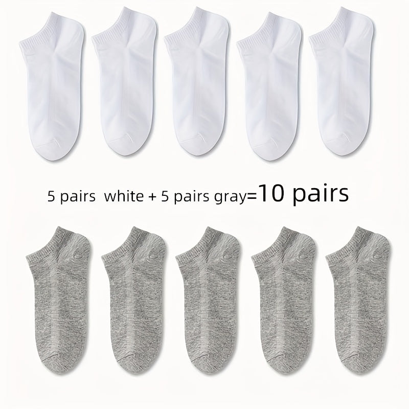 5/10/20 Pairs of Unisex Simple Solid Color Breathable And Comfortable Short Socks, Suitable for All Seasons.