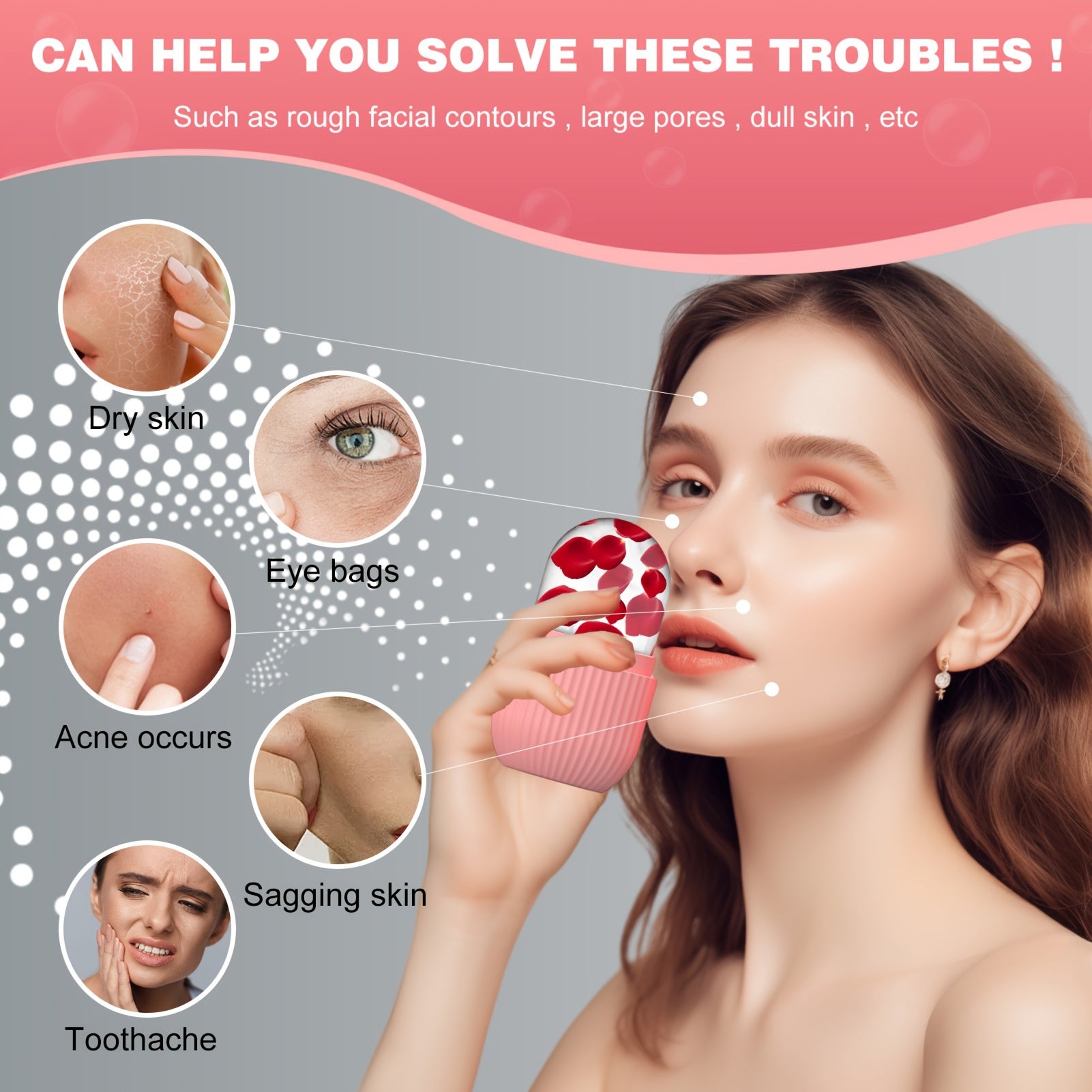 1pc Ice Roller for Face - Fragrance-Free, Battery-Free Skincare Tool for Glowing Light Beige- Ideal for Daily Facial Care & Massage