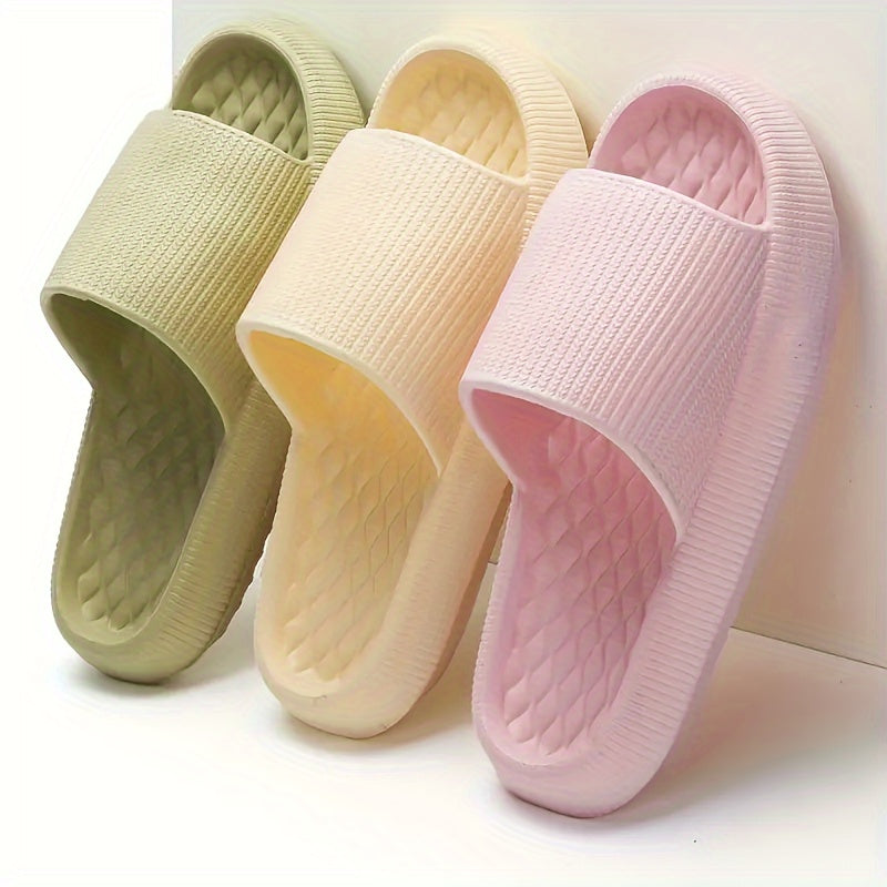 Simple Solid Color Slides, Casual Open Toe Soft Sole Shoes, Comfortable Indoor Home Bathroom Slides