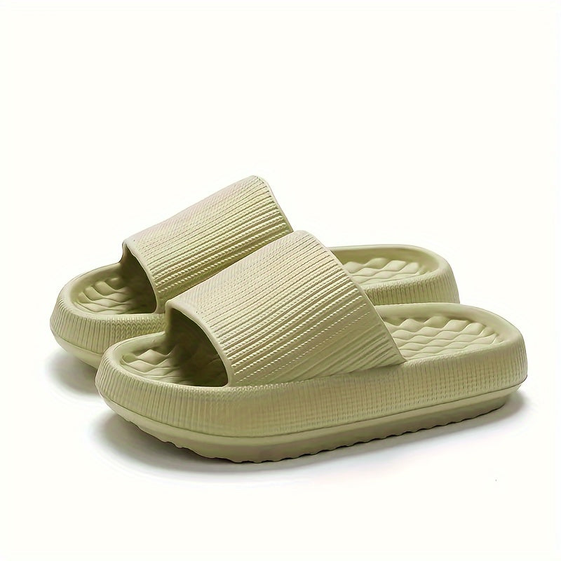 Simple Solid Color Slides, Casual Open Toe Soft Sole Shoes, Comfortable Indoor Home Bathroom Slides