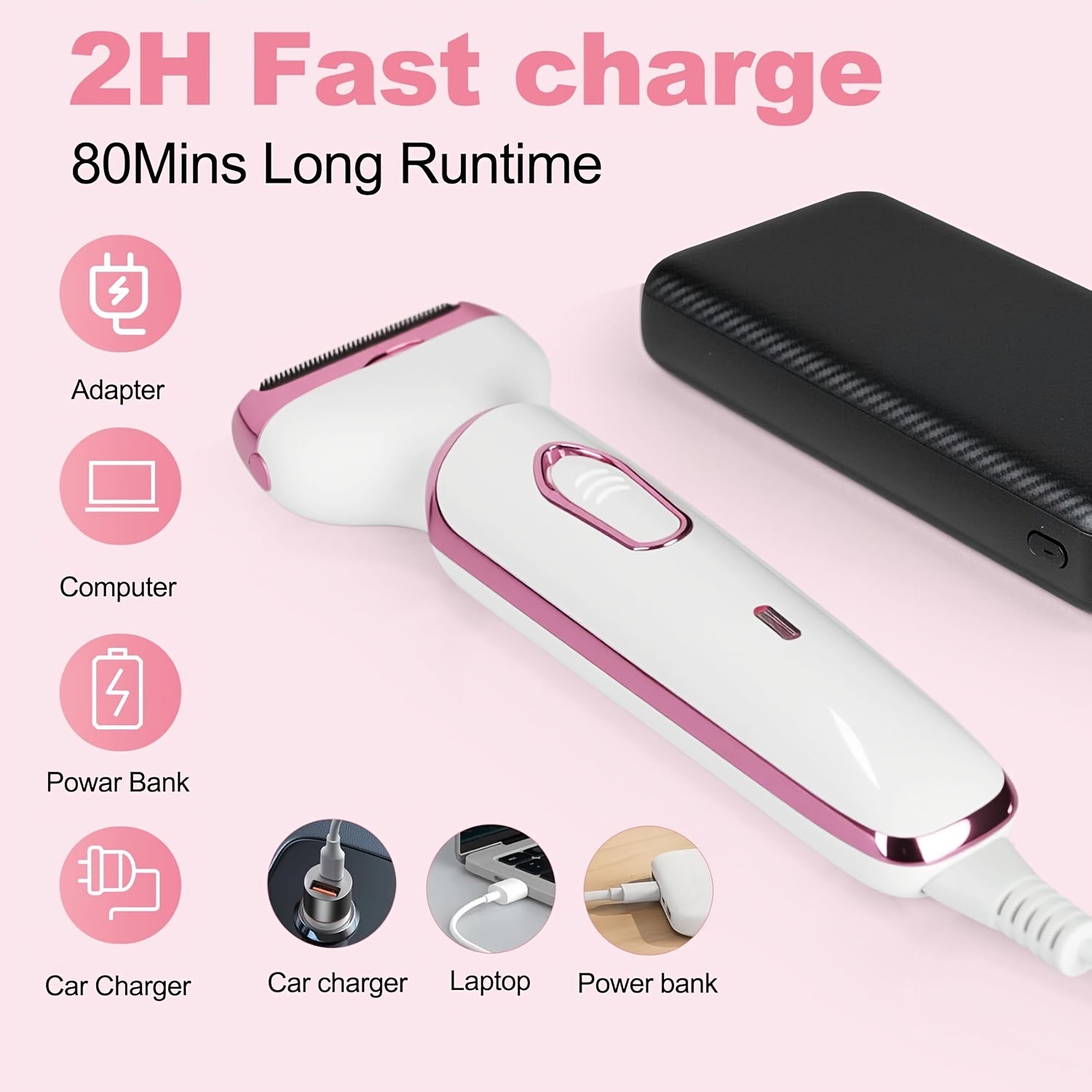[Mother's Day Gift] 4-in-1 Rechargeable Electric Razor for Women Face, Nose, Legs, Underarm, Bikini Trimmer, Women's Electric Shaver Painless Grooming Kit - Portable USB Charging