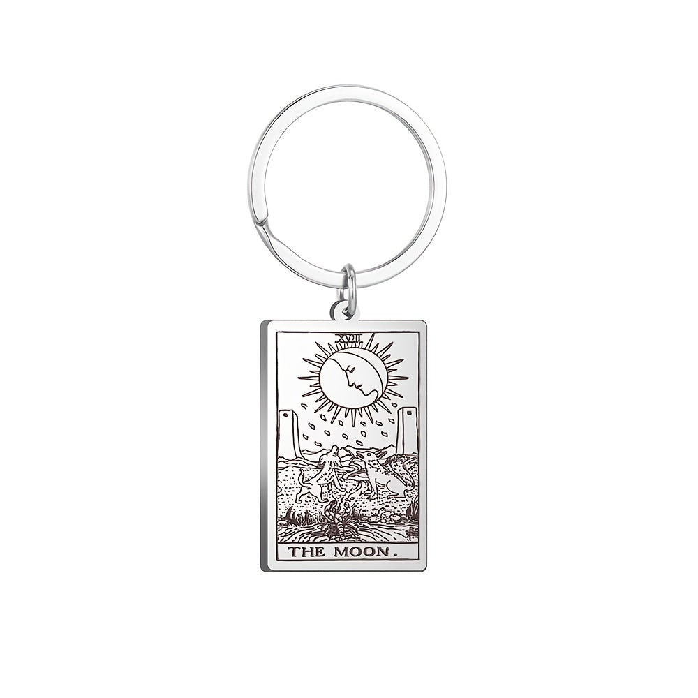 Vintage Stainless Steel Major Arcana Tarot Pendant Keychain - Powerful Divination Tool and Fashion Accessory