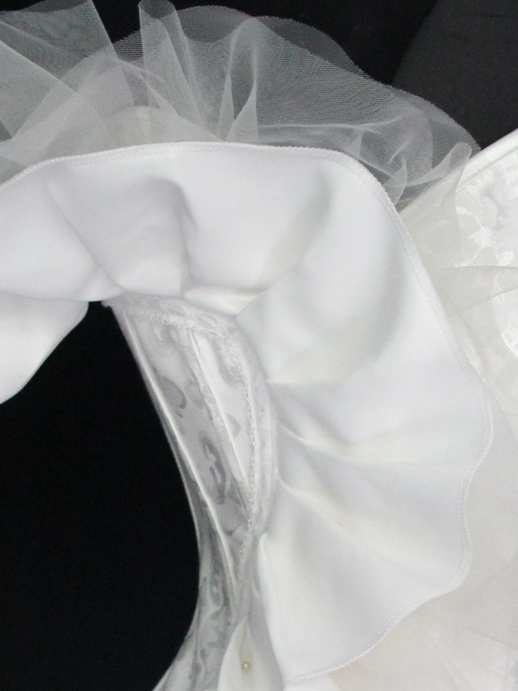 Ruffle Strapless Corset Bustier, Tummy Control Lace Up Jacquard Body Shaper, Women's Lingerie & Shapewear