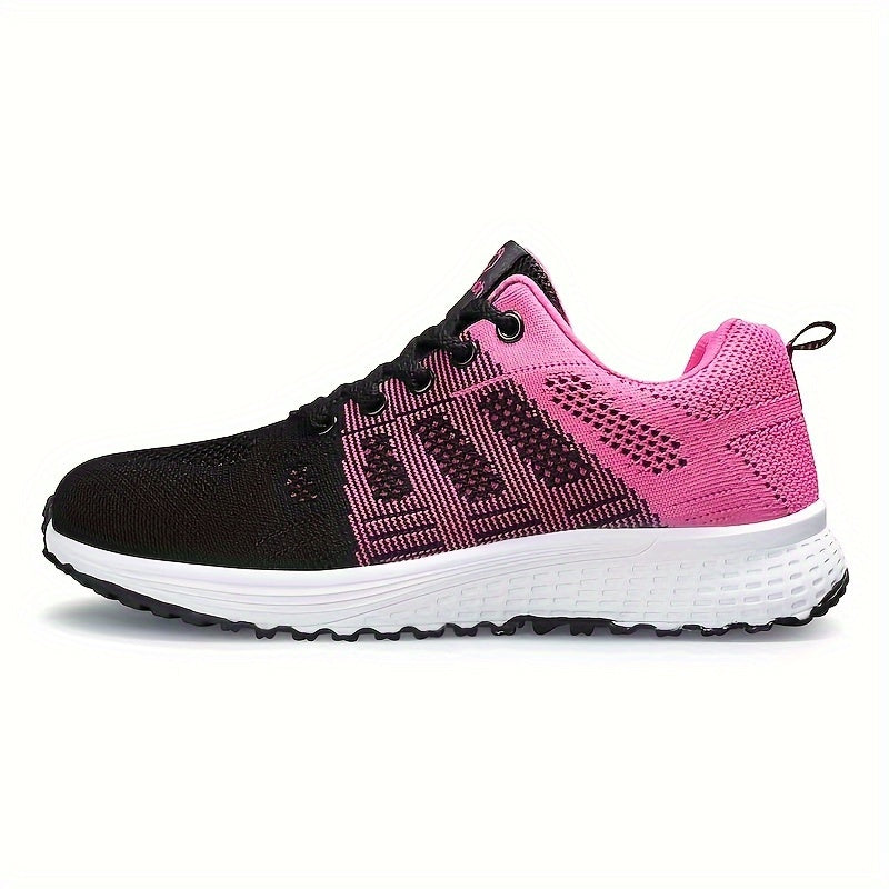 Women's Lightweight Mesh Athletic Sneakers - Breathable, Lace-Up Running Shoes with EVA Sole, Fashionable Black Casual Walking Footwear